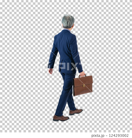 一位行走的中年男性商務人士的背影。 一位行走的中年男性商務人士的背影。 124293002