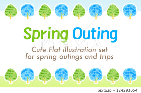 木と緑・自然イメージの背景フレーム_GW・ゴールデンウィークのおでかけ・旅行・アウトドアイメージ 124293054