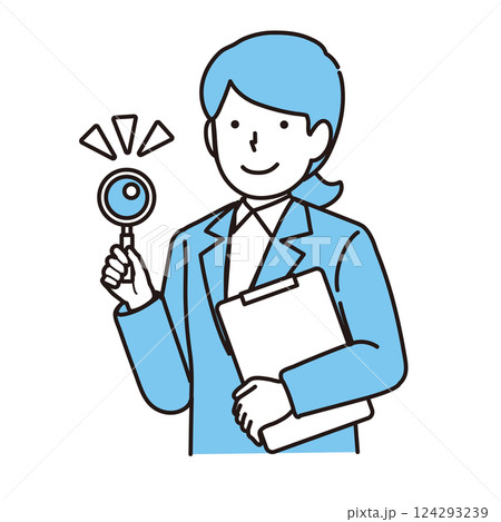 ビジネス　スーツの女性　虫眼鏡 124293239