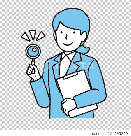ビジネス　スーツの女性　虫眼鏡 124293239