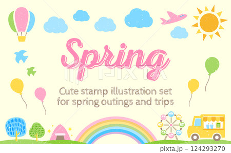 春の空や旅行・おでかけをイメージするGW・ゴールデンウィークのフレーム背景イラスト_セールやイベント 春の空や旅行・おでかけをイメージするGW・ゴールデンウィークのフレーム背景イラスト_セールやイベント 124293270