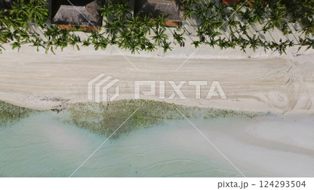 Aerial top view of beautiful tropical sandy beach Aerial top view of beautiful tropical sandy beach 124293504