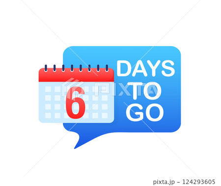6 days to go in modern style. Special offer badge. Web design. Sale tag. Vector illustration. 6 days to go in modern style. Special offer badge. Web design. Sale tag. Vector illustration. 124293605