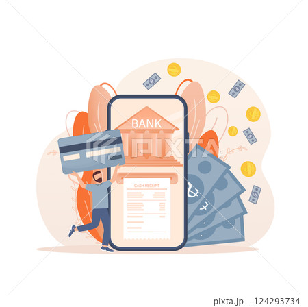 Line banking people for account page design. Isometric vector illustration. Bank online. Vector illustration. 124293734