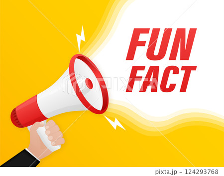 Fun fact. Badge with megaphone icon. Flat vector illustration on white background. 124293768