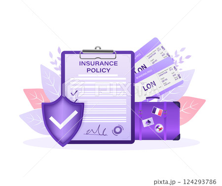 Flat style illustration with insurance policy for report design. Isometric vector illustration. Business concept. Data secure. 124293786