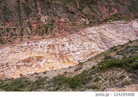 Salt terraces at Salinas de Maras in the Sacred Valley, Peru Salt terraces at Salinas de Maras in the Sacred Valley, Peru 124293886
