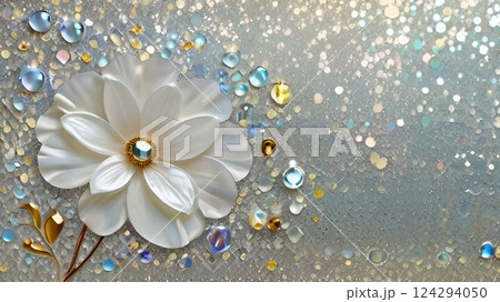 アールヌーヴォー風宝石の花イメージフレームデザイン 124294050