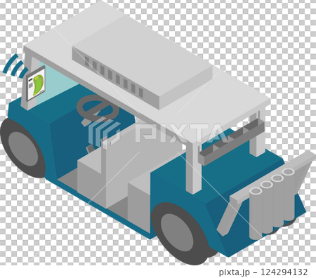 Image material of an isometric golf cart with a tablet and air conditioning 124294132