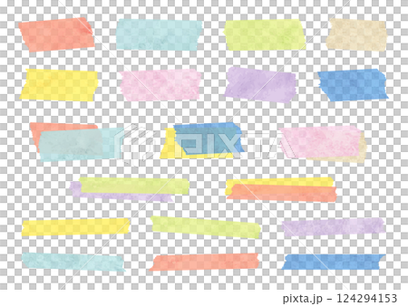 Watercolor simple masking tape illustration set 124294153