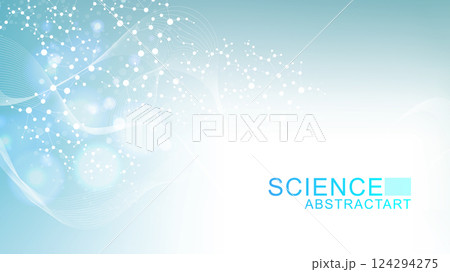 Structure molecule and communication Dna, atom, neurons. Science concept for your design. Connected lines with dots. Medical, technology, chemistry, science background. Vector illustration. 124294275