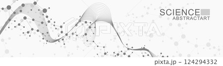 Structure molecule and communication. Dna, atom, neurons. Scientific concept for your design. Connected lines with dots. Medical, technology, chemistry, science background. illustration 124294332