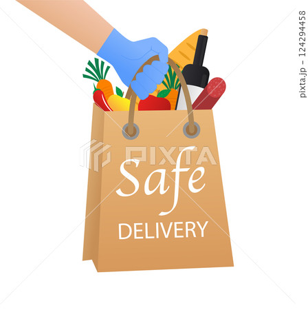 Illustration for concept design. Safe delivery concept. Online food delivery service. 124294458