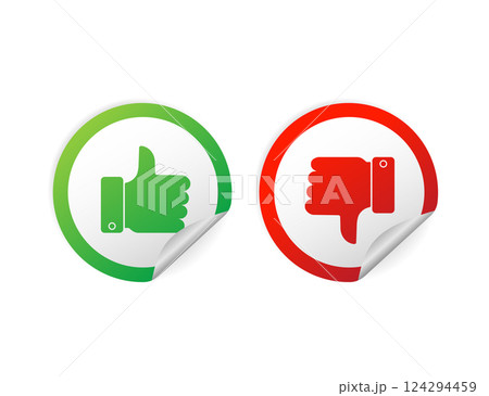 Flat yes no sticker. Check mark icon vector isolated. Accept button, decline button. Vector illustration. 124294459