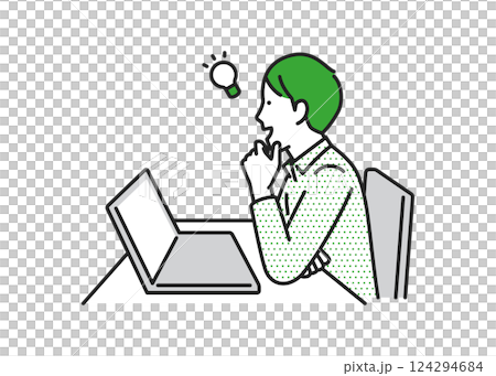 仕事でひらめく男性 仕事でひらめく男性 124294684