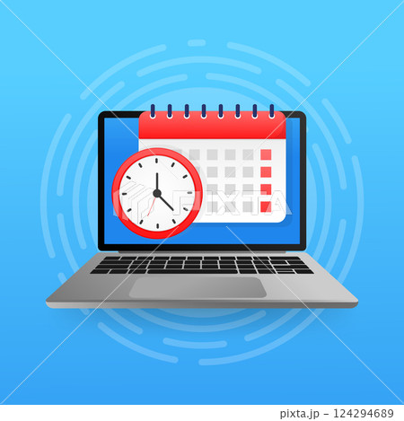 Calendar timer time management, great design for any purposes. Business concept. Schedule icon symbol. Time management. Business organizer. 124294689