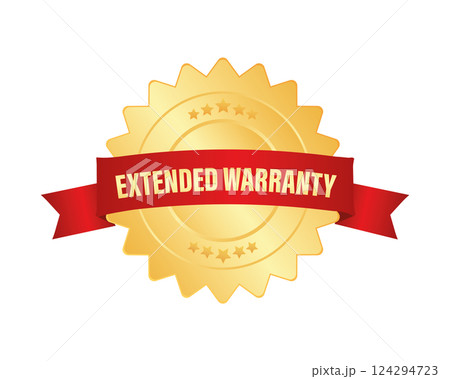 Vintage extended warranty, great design for any purposes. 3d gold illustration on white backdrop. Vector illustration. Sticker design. Isolated vector. Vintage extended warranty, great design for any purposes. 3d gold illustration on white backdrop. Vector illustration. Sticker design. Isolated vector. 124294723
