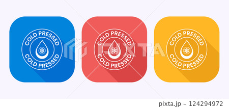 Cold pressed icon design illustration. Cold pressed label badge logo design in shadow button design 124294972