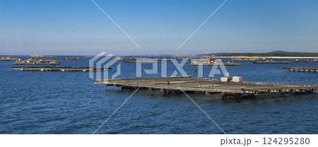 Mussel Aquaculture Rafts Batea, Ria de Arousa, Pontevedra, Spain Mussel Aquaculture Rafts Batea, Ria de Arousa, Pontevedra, Spain 124295280