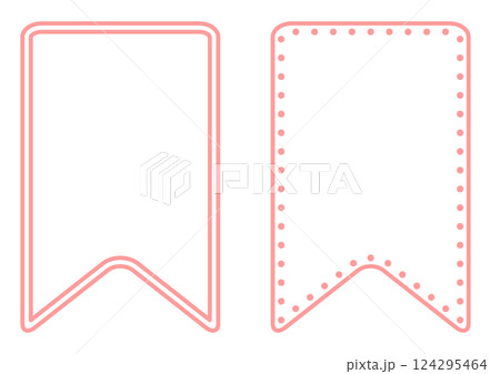 ピンクのリボン風の見出しフレームセット 124295464