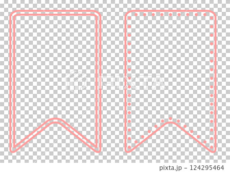 ピンクのリボン風の見出しフレームセット 124295464