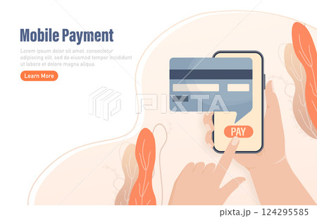 Mobile payment people. Flat isometric vector illustration. Qr code, mobile device. Bank online. Vector illustration design. 124295585