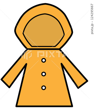シンプルなオレンジのレインコート（線あり） 124295667