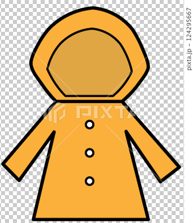 シンプルなオレンジのレインコート（線あり） 124295667