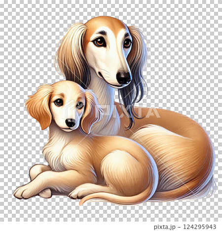 Two adorable dogs lounging together in a cozy setting. Animal cartoon. Two adorable dogs lounging together in a cozy setting. Animal cartoon. 124295943