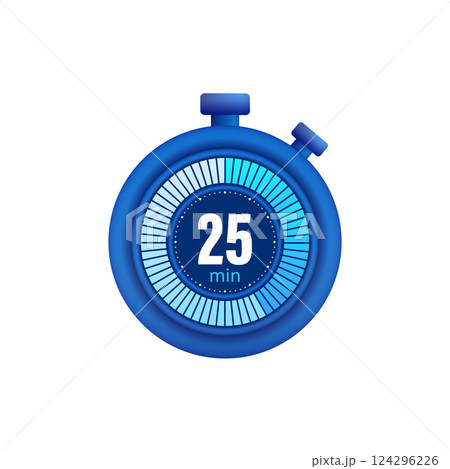 Icon of a timer with 25 minutes on the white background. Vector illustration. Icon of a timer with 25 minutes on the white background. Vector illustration. 124296226
