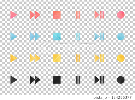 水彩風格媒體播放按鈕圖示集 124296377