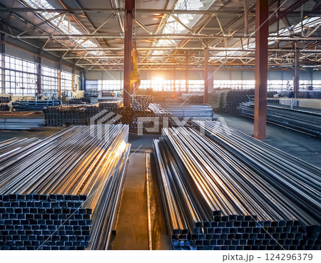 鉄工所のイメージ素材 角パイプ 角形鋼管 鉄工所のイメージ素材 角パイプ 角形鋼管 124296379