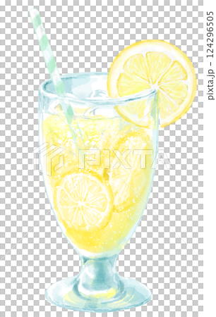 玻璃杯中檸檬南瓜的水彩插圖 124296505
