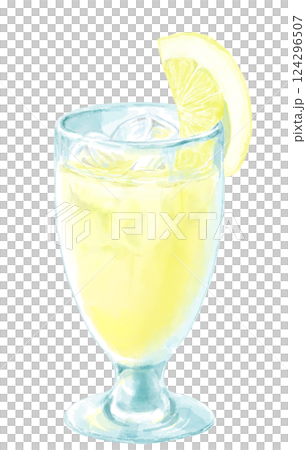 Watercolor illustration of grapefruit juice in a glass 124296507