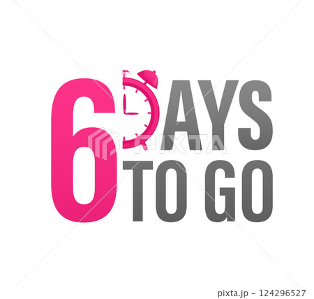 6 days to go in modern style. Special offer badge. Web design. Sale tag. Vector illustration. 124296527