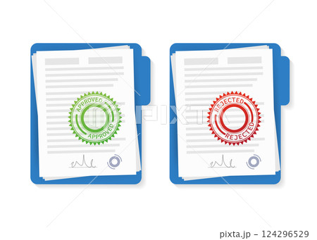 Flat approved rejected document for report design. Vintage vector illustration. Flat vector illustration. 124296529