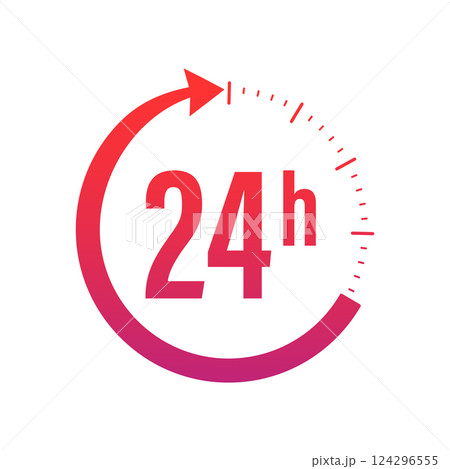 24-7 service concept. 24-7 open. Support service icon. Vector stock illustration. Abstract button on white backdrop. 24-7 service concept. 24-7 open. Support service icon. Vector stock illustration. Abstract button on white backdrop. 124296555