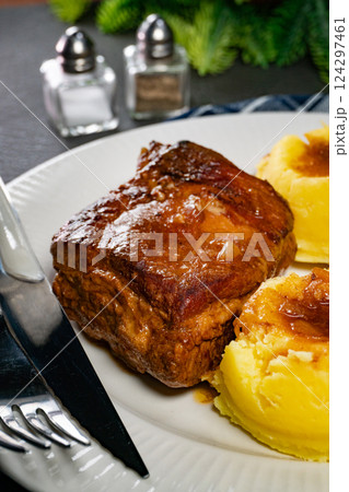 Braised pork ribs. Braised pork ribs. 124297461