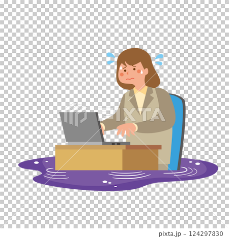 A woman who is anxious about her work 124297830