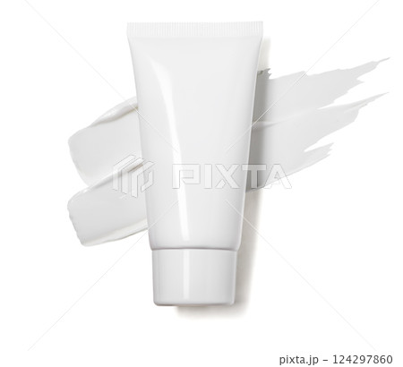 Stylish White Cosmetic Tube designed with a Brush Stroke Background for an elegant look Stylish White Cosmetic Tube designed with a Brush Stroke Background for an elegant look 124297860