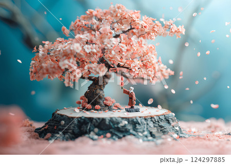 桜の木と老人 124297885