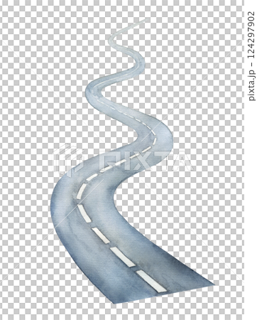 Watercolor street road in perspective, highway hand drawn illustration Watercolor street road in perspective, highway hand drawn illustration 124297902