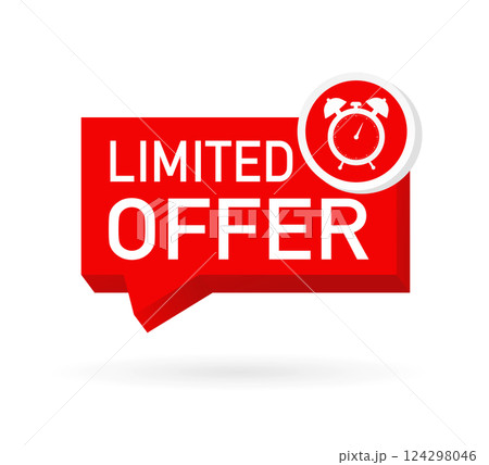 Limited offer in flat style on white background. Best product. Flat vector illustration. 124298046