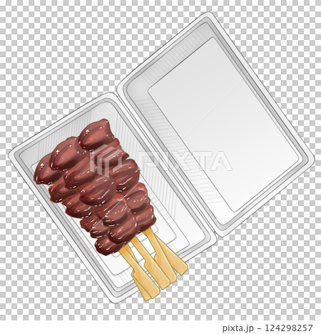 食品包裝中的烤雞肉串 124298257