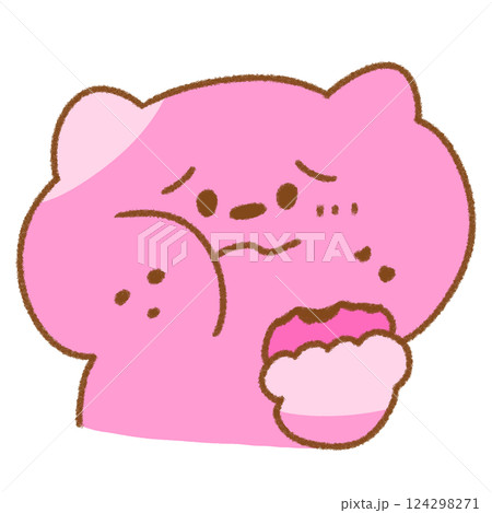 もぐもぐ食べる困ったネコ (ピンク) 124298271
