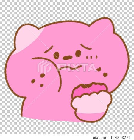 もぐもぐ食べる困ったネコ (ピンク) 124298271