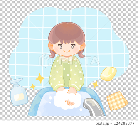 兒童女孩洗手 兒童女孩洗手 124298377