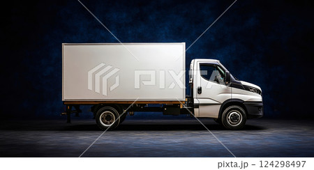 Polished White Box Truck Ready for Delivery Services 124298497
