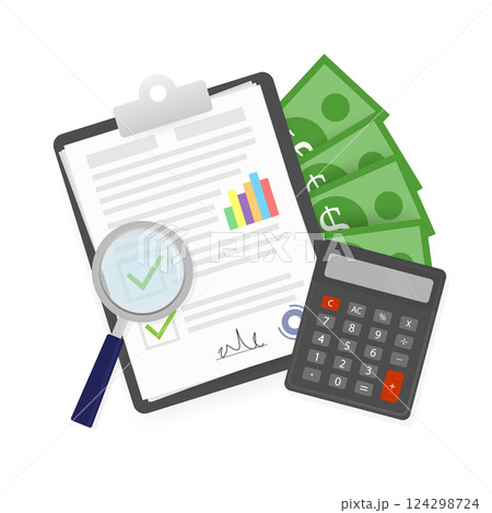 Icon with business plan business concept for web site design. Social media icon. Flat vector illustration. Social media content. Development process. 124298724