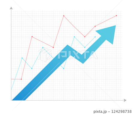 Diagram rising. Diagram, graph growth. Vector chart. Stock vector illustration. 124298738